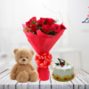 Premium Combo of Roses, Teddy & Cake