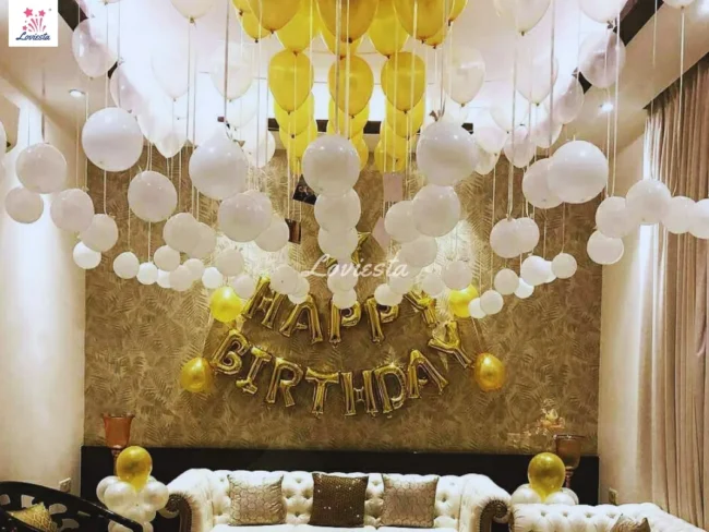 Hanging Balloon Decoration For Birthday Surprise At Home 001