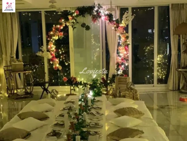 Flower Ring Decoration With Bohemian Style Dining At Home - Loviesta 003