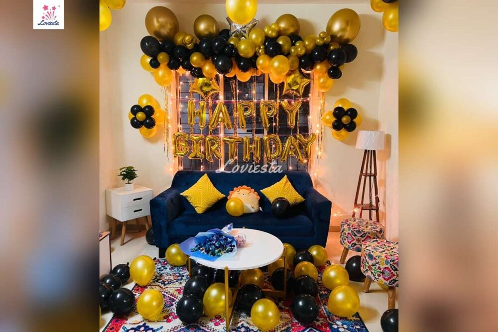 Gold & Black Birthday Theme Decoration