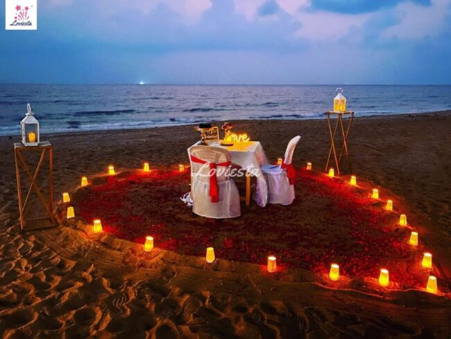 Romantic Candlelight Dinner At Beach In Goa
