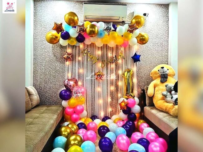 Multi-Color Balloon Wall Decoration For Birthday At Home 002