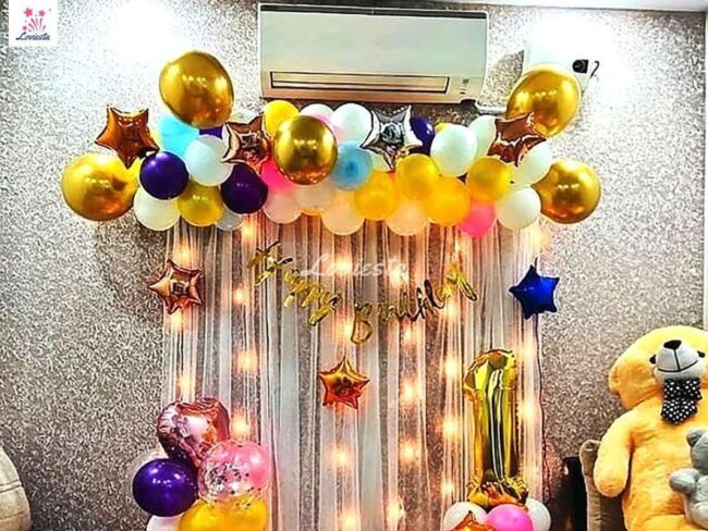 Multi-Color Balloon Wall Decoration For Birthday At Home 003