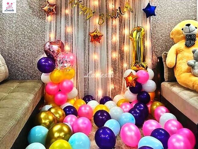 Multi-Color Balloon Wall Decoration For Birthday At Home 004