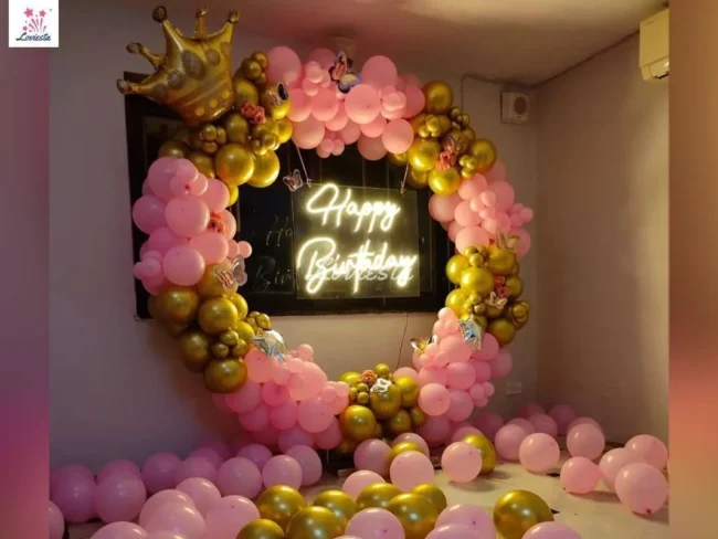 Pink & Gold Balloon Ring Birthday Decoration 001 Pink & Gold Balloon Ring Birthday Decoration 001