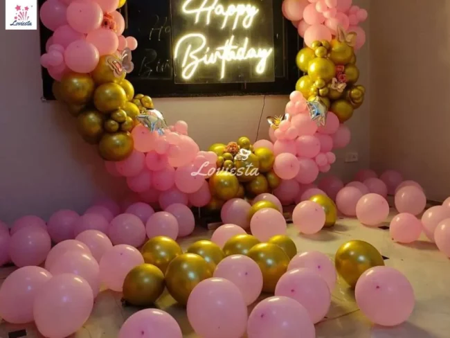 Pink & Gold Balloon Ring Birthday Decoration 003