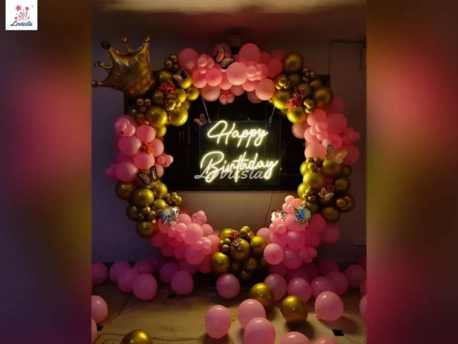 Pink & Gold Balloon Ring Birthday Decoration 005