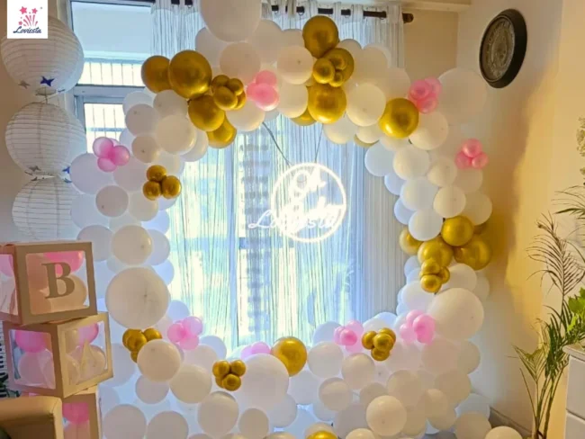 Cute Baby Shower Balloon Ring Decoration At Home 002