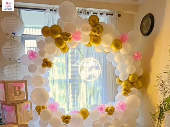 Cute Baby Shower Balloon Ring Decoration At Home 003