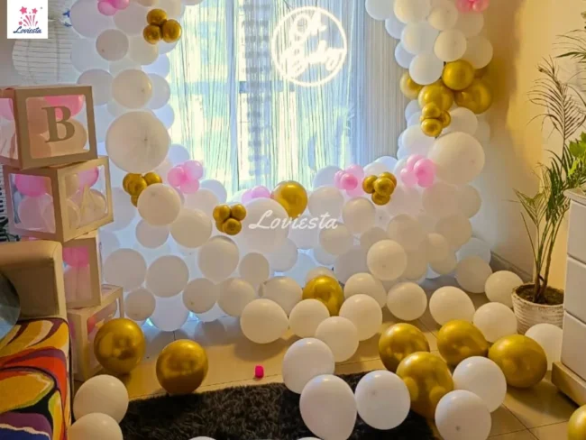 Cute Baby Shower Balloon Ring Decoration At Home 004