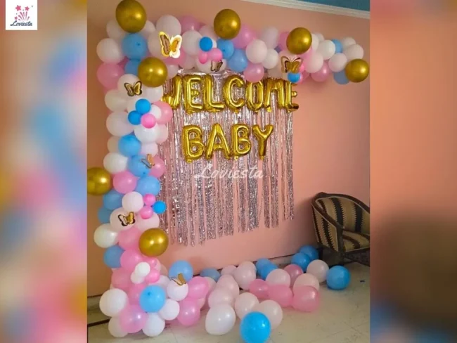 Cute Half Arch Welcome Baby Balloon Decoration 001 Cute Half Arch Welcome Baby Balloon Decoration