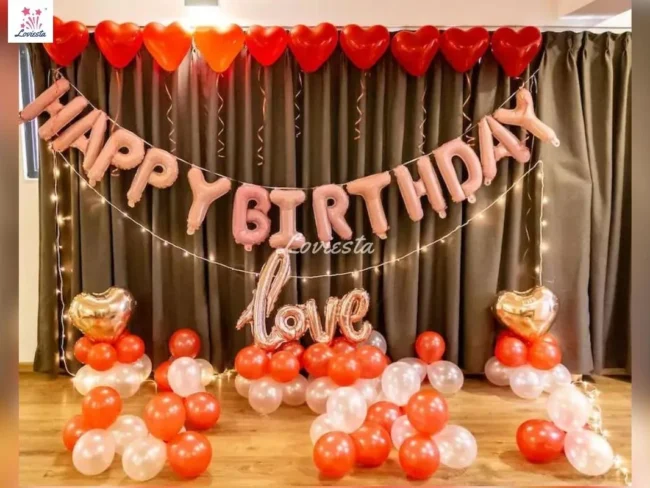 Romantic Happy Birthday Decoration At Home 001 Romantic Happy Birthday Decoration At Home/Hotel Room