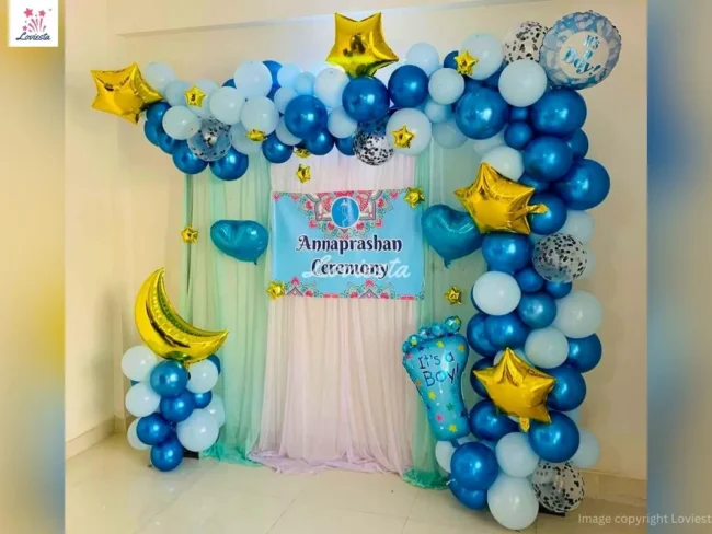 Annaprashan Ceremony Balloon Decoration At Home 001 Annaprashan Ceremony Balloon Decoration At Home