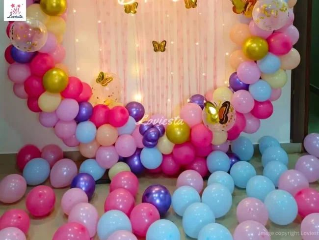 Butterfly Theme Balloon Ring Decoration For Birthday At Home 003