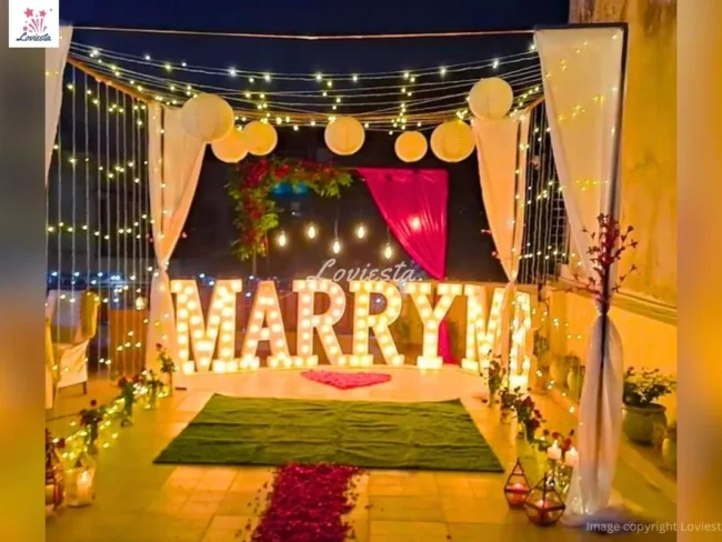 Premium Marriage Proposal On Rooftop 001 Premium Marriage Proposal Decoration On Rooftop At Home