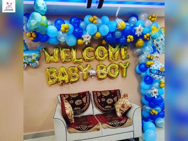 Welcome Baby Half Arch Balloon Decoration At Home 002