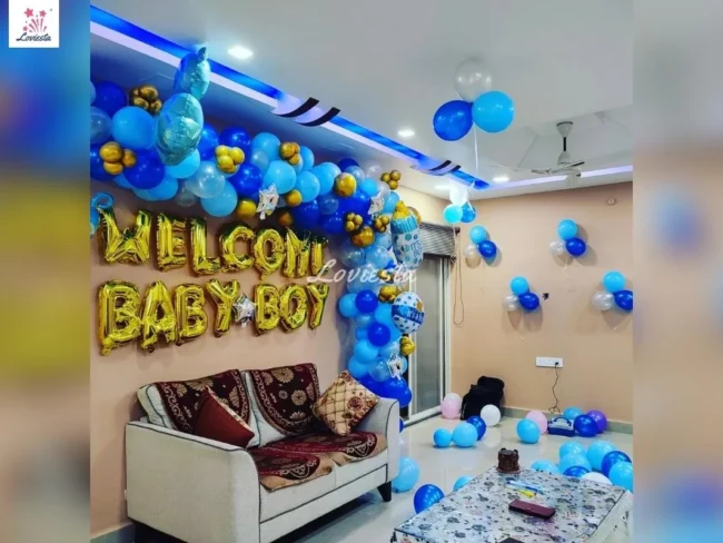 Welcome Baby Half Arch Balloon Decoration At Home 003