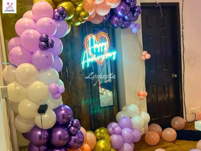 Adoring Anniversary Decoration With Balloon Ring & Canopy At Home 002