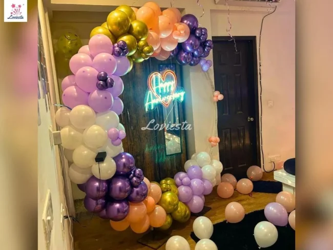 Adoring Anniversary Decoration With Balloon Ring & Canopy At Home 003