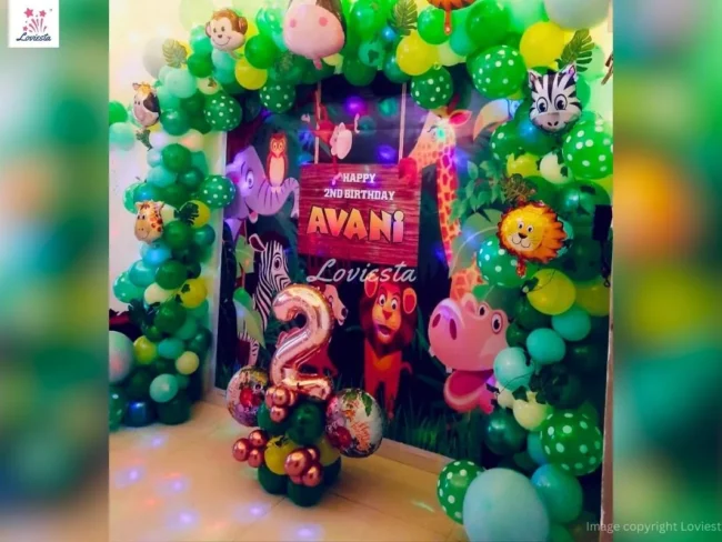 Jungle Theme Balloon Decoration For Kids Birthday 002