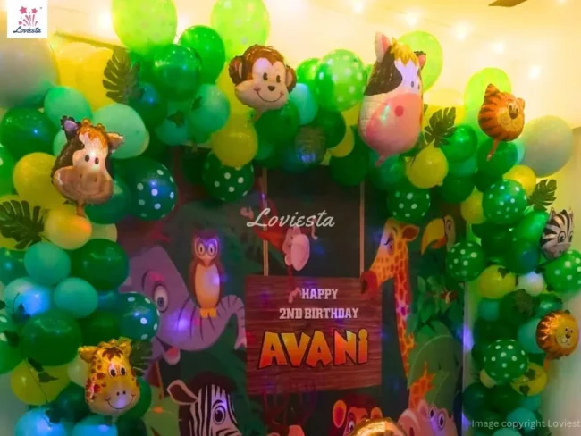 Jungle Theme Balloon Decoration For Kids Birthday 003