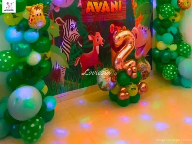 Jungle Theme Balloon Decoration For Kids Birthday 004