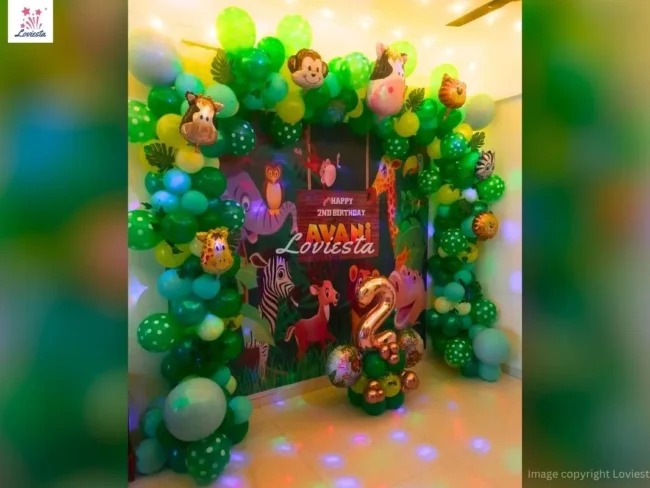 Jungle Theme Balloon Decoration For Kids Birthday 005