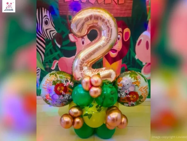 Jungle Theme Balloon Decoration For Kids Birthday 006