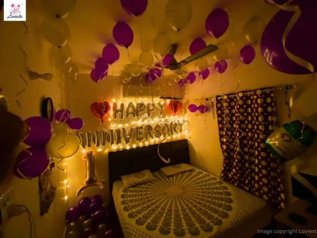 Lite Happy Anniversary Balloon Decoration At Home 001 Lite Happy Anniversary Balloon Decoration At Home 001