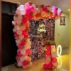 Pink & White Shimmer Theme Balloon Arch Decoration At Home