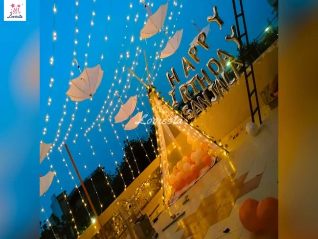 Umbrella Decoration With Frame Canopy on Rooftop At Home 005