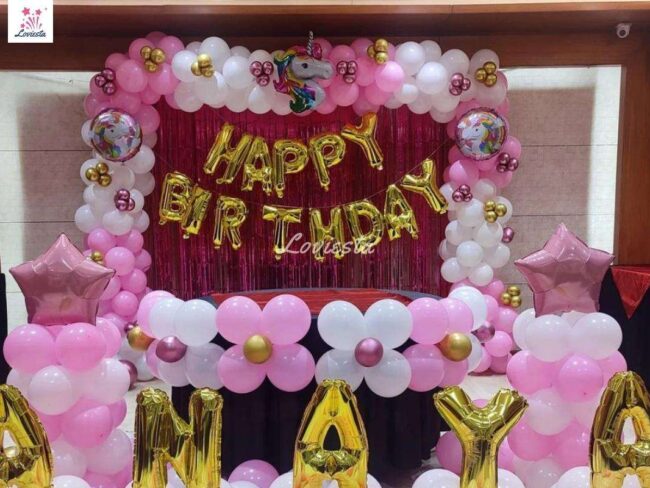 Unicorn Theme Birthday Decoration In Party Hall 002