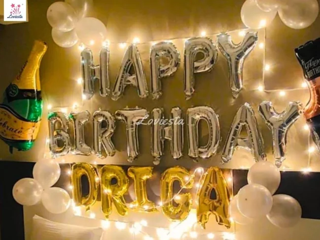 White Wonder Balloon Decoration For Birthday At Home 002