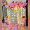 Pastel Pink & White Balloon Wall Decoration For Birthday