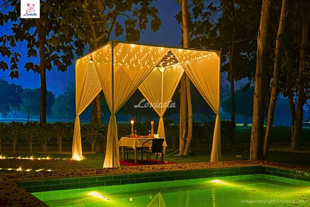 Romantic Poolside Cabana Candlelight Dinner In Gurugram
