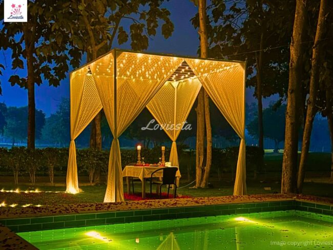 Romantic Poolside Cabana Candlelight Dinner In Gurugram